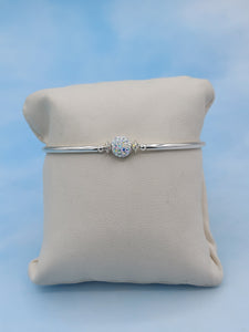 Soft Cape Cod Bracelet with Crystal Center - Sterling Silver