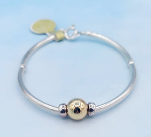 Soft Cape Cod Bracelet - Sterling Silver with Gold Center
