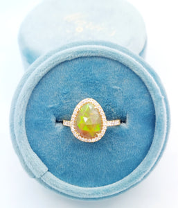 Opal and Diamond Ring - 18K Yellow Gold - One Of A Kind