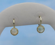 Load image into Gallery viewer, Opal and Diamond Leverback Earrings - 14K Yellow Gold