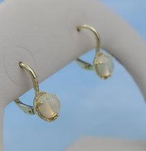 Load image into Gallery viewer, Opal and Diamond Leverback Earrings - 14K Yellow Gold