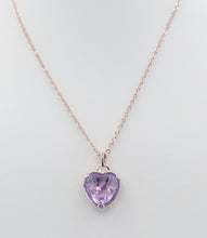 Load image into Gallery viewer, Rose De France Heart Amethyst Pendant &amp; Chain - 14K Rose Gold