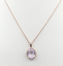 Load image into Gallery viewer, Oval Morganite &amp; Rose Gold Rope Detail Necklace - 14K Rose Gold