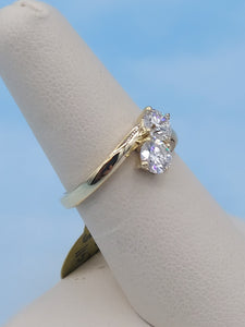 "You & Me" Lab Diamond Bypass Ring - 14K Yellow Gold - Marie's Custom Design