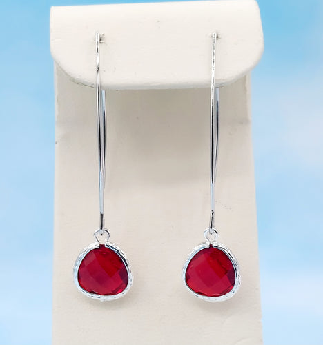 Red - Gemstone Threader Earring