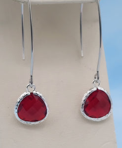 Red - Gemstone Threader Earring