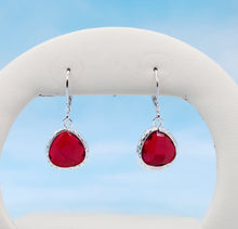 Load image into Gallery viewer, Red Mini Teardrop Gemstone Leverback Earrings