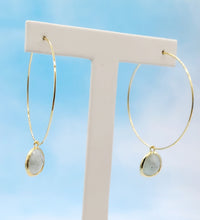 Load image into Gallery viewer, Labradorite - Gemstone Large Hoop Earring
