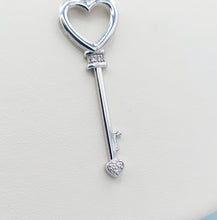 Load image into Gallery viewer, CZ Heart Key Necklace - Sterling Silver