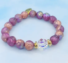 Load image into Gallery viewer, Crystal AB Center - Rose Etched Czech Glass Stash Bracelet