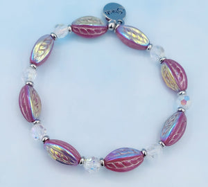Olivia - Rose Etched Czech Glass Stash Bracelet