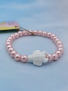 Pink Pearl with White Sea Turtle Bracelet
