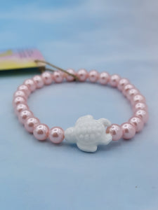 Pink Pearl with White Sea Turtle Bracelet - Florida Sea Turtle Co