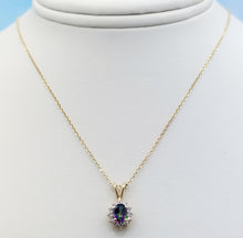 Load image into Gallery viewer, Oval Mystic Topaz with Diamond Halo Necklace -14K Yellow Gold