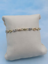 Load image into Gallery viewer, Tri Gold Puffed Mariner Link Bracelet - 14K
