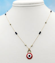 Load image into Gallery viewer, Red Enamel Evil Eye Necklace - 18K Gold