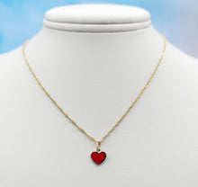 Load image into Gallery viewer, Red Enamel Heart Necklace - 14K Gold