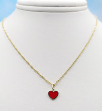 Load image into Gallery viewer, Red Enamel Heart Necklace - 14K Gold
