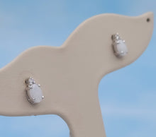 Load image into Gallery viewer, Opal and Diamond Earrings - 14K White Gold