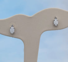 Load image into Gallery viewer, Opal and Diamond Earrings - 14K White Gold