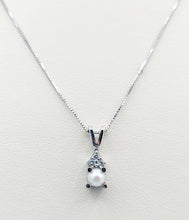 Load image into Gallery viewer, Pearl and Diamond Necklace - 14K White Gold