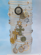 Load image into Gallery viewer, Black Enamel Saint Christopher Bangle Bracelet - Alex and Ani Precious Collection