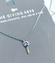 Load image into Gallery viewer, Mini Rainbow &quot;Inspire&quot; Giving Key Necklace