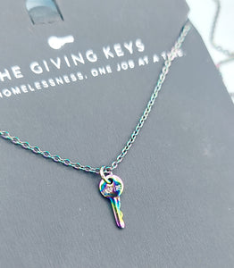 Mini Rainbow "Inspire" Giving Key Necklace