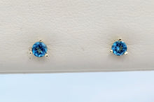 Load image into Gallery viewer, Blue Topaz Screwback Stud Earrings - 14K Yellow Gold