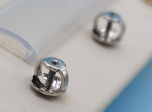 Load image into Gallery viewer, Sapphire Screwback Stud Earrings - 14K White Gold
