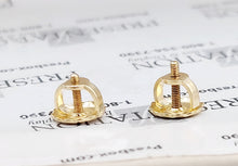 Load image into Gallery viewer, Diamond Cross Stud Earrings with Screwbacks - 14K Yellow Gold