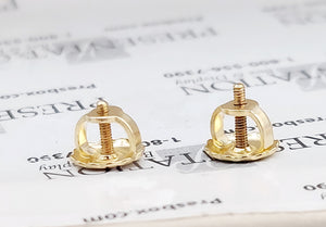 Diamond Cross Stud Earrings with Screwbacks - 14K Yellow Gold