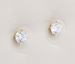 .25 Carat Lab Created Diamond 4 Prong Setting Stud Earrings - 14K Yellow Gold
