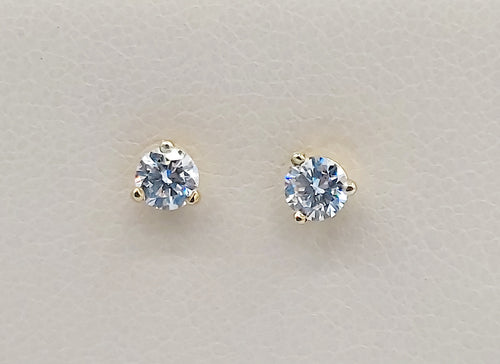 .25 Carat Lab Created Diamond Martini Setting Stud Earrings - 14K Yellow Gold