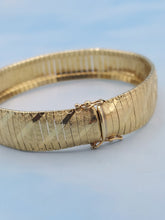 Load image into Gallery viewer, Polished and Diamond Cut Wide Omega Estate Bracelet - 14K Gold