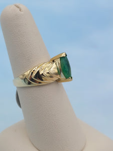 Marquise Emerald Estate Ring - 14K Gold