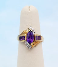 Load image into Gallery viewer, Amethyst Diamond Ring -10K Yellow Gold - Estate Piece