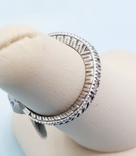 Load image into Gallery viewer, Diamond Band with Etching and Diamonds on the Side - 14K White Gold - Estate Piece