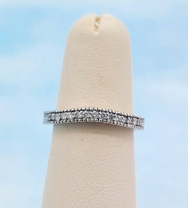 Diamond Band with Etching and Diamonds on the Side - 14K White Gold - Estate Piece