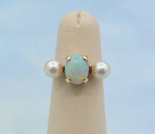 Load image into Gallery viewer, Opal and Pearl Ring - 10K Yellow Gold - Estate