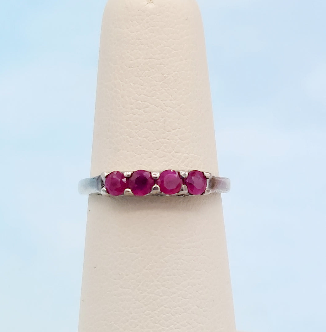 Four Stone Ruby Ring - Sterling Silver