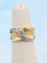 Load image into Gallery viewer, Brushed Gold &amp; Diamond Ring - 14K Yellow Gold - Estate