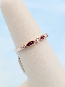 Ruby and Diamond Anniversary Band - 14K Rose Gold