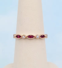 Load image into Gallery viewer, Ruby and Diamond Anniversary Band - 14K Rose Gold