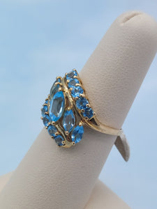Blue Topaz Fancy Cocktail Ring - 10K Yellow Gold