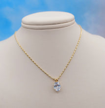 Load image into Gallery viewer, Oval CZ Pendant and Razza Chain - 14K Yellow Gold