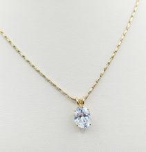 Load image into Gallery viewer, Oval CZ Pendant and Razza Chain - 14K Yellow Gold