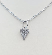 Load image into Gallery viewer, Pavé Diamond Charm on Paperclip Necklace- 14k White Gold