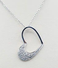 Load image into Gallery viewer, Tilted Open Diamond Heart Pendant &amp; Chain - 14K White Gold