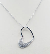 Load image into Gallery viewer, Tilted Open Diamond Heart Pendant &amp; Chain - 14K White Gold